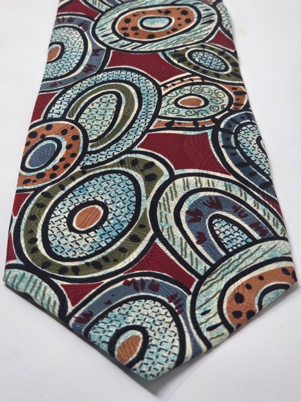 Carlo Palazzi Milano 59 In Silk Necktie Red Abstract Geometric Pattern Tie